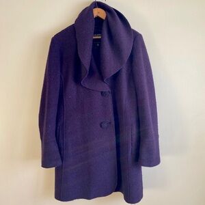 Hilary Radley Purple Wool Blend Swing Coat